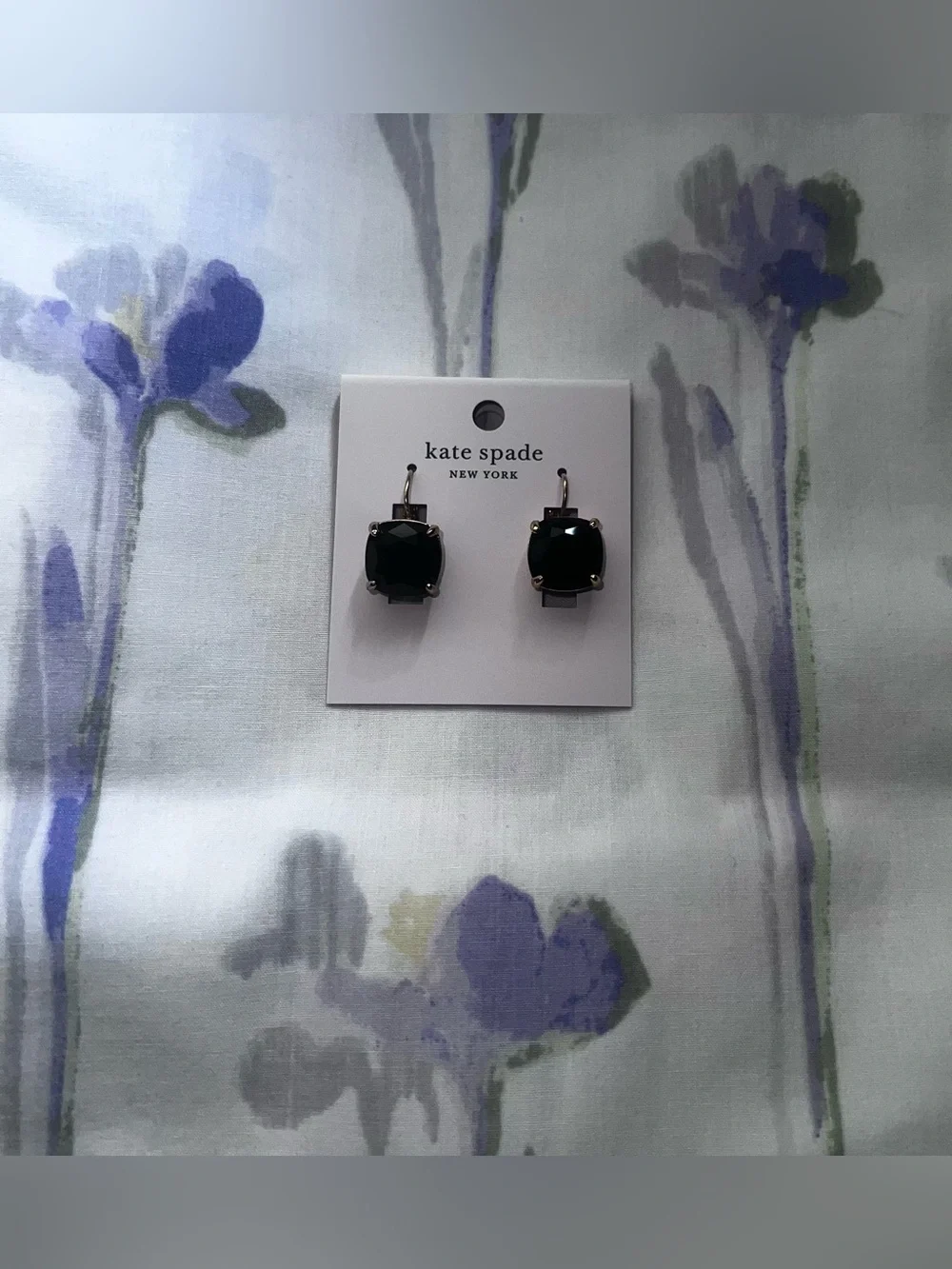 Kate Spade Black and Gold Small Square Leverback Earrings